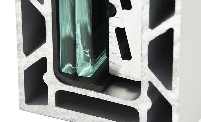 Комплект профиля зажимного для стекла 16 мм и 8+8 ,с отверстием, НЕАНОД. алюминий 100х60мм, т100-2-16 8