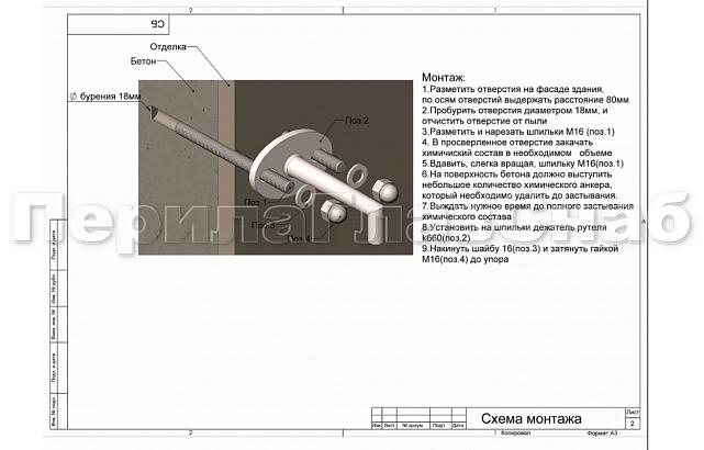 Комплект фурнитуры для козырька 1200х1800 (на вантах/тягах) k671-12-18м 4