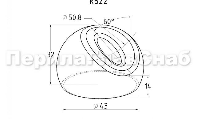 Наконечник штампованный (СПС) косой 30° на трубу Ø42.4 мм, для поручня Ø50.8 мм, полированный, нержавеющий, AISI 304, k322 2