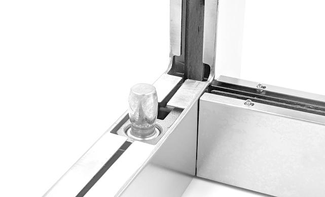 Фитинг угловой с осью и ребром жесткости, правый, шлифованный t141R SSS 8