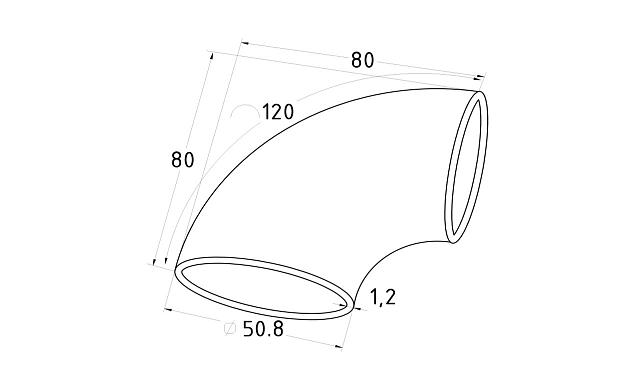 Отвод поручня под сварку для Ø50.8х125х1.2 мм, 400#, AISI 201 k021-16 2