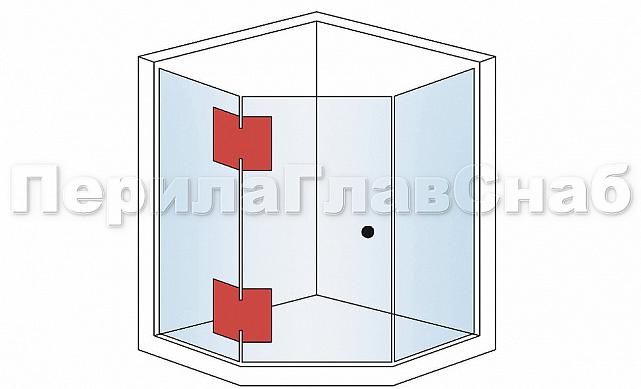 Петля для душевой кабины стекло-стекло 135° 90х55 мм цинк, полированная t302 PZn 2