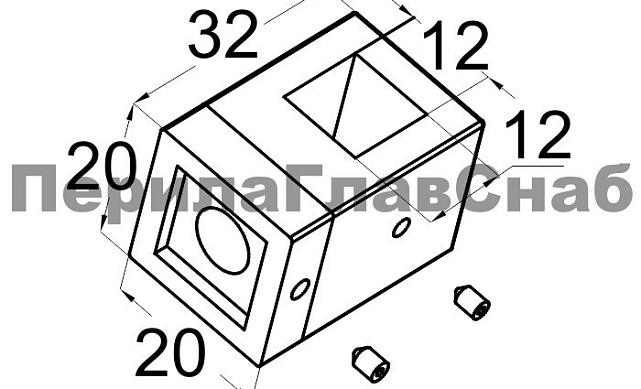 Ригеледержатель на плоскость квадратный под ригель 12х12 мм, полированный, литой (AISI 304) k266 2