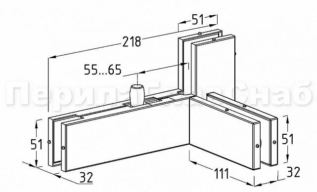 Фитинг угловой с осью и ребром жесткости, правый, шлифованный t141R SSS 2