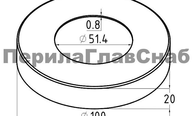 Низ стойки Ø50.8 мм, 100х18.5х0.8, полированный, (AISI 304) k217 2