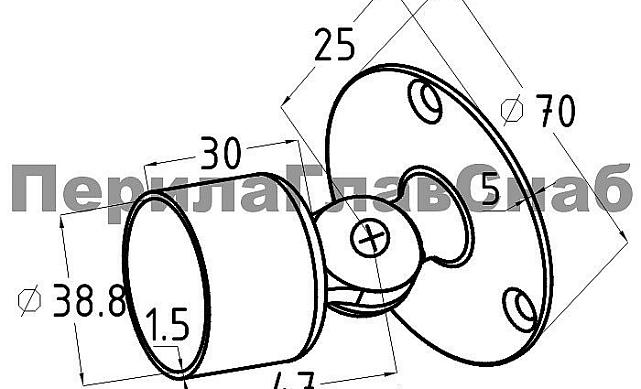 Фланец с шарниром для трубы Ø38.1 мм, полированный, литой (AISI 304) k244 2
