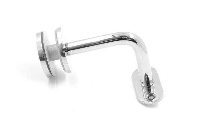 Держатель поручня на стекло 10-17 мм, с ложементом на плоскость, вынос 60х70 мм, Ø43х5 мм, нержавеющая сталь AISI 304, полированная k008-4 4