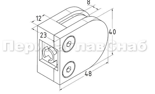 Стеклодержатель литой под стекло 8 мм (4+4 мм), плоский 40х22х50, под золото, (AISI 304), ПРЕМИУМ Фk002-88 3