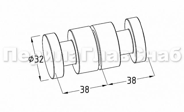 Ручка-кноб для двери 32х38 мм латунь-хром, полированная t692 PC 2