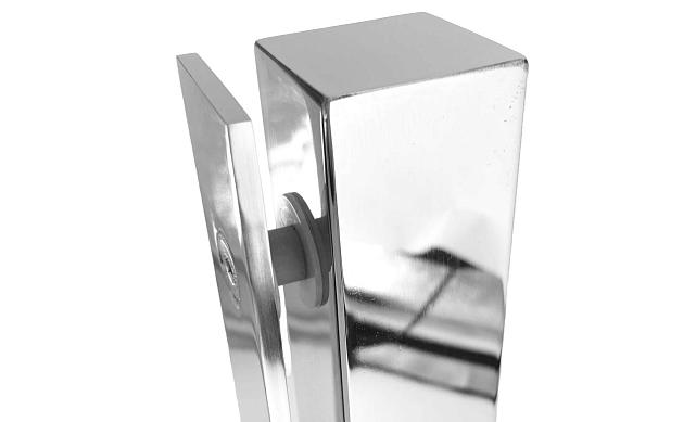 Стеклодержатель напольный, плоский 40х40х400 мм, ЭКОНОМ, для стекла 8-20 мм, полированный, AISI 304 Фk278-2 4