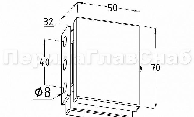 Коннектор стена-стекло с монтажной пластиной, полированный, вырез 09 t192 PSS 3