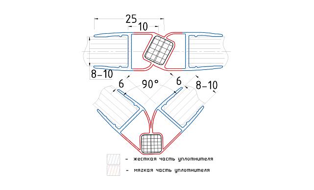 Комплект уплотнителей для стекла в душевую кабину для стекла 8 мм (2 шт.), прозрачный, стекло-стекло, с магнитом 90°/180°, 2200 мм t210-2 2
