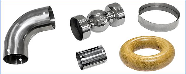 Соединители и отводы для деревянного поручня в Нижнем Новгороде. Комплектующие для лестничных ограждений и перил ПерилаГлавСнаб